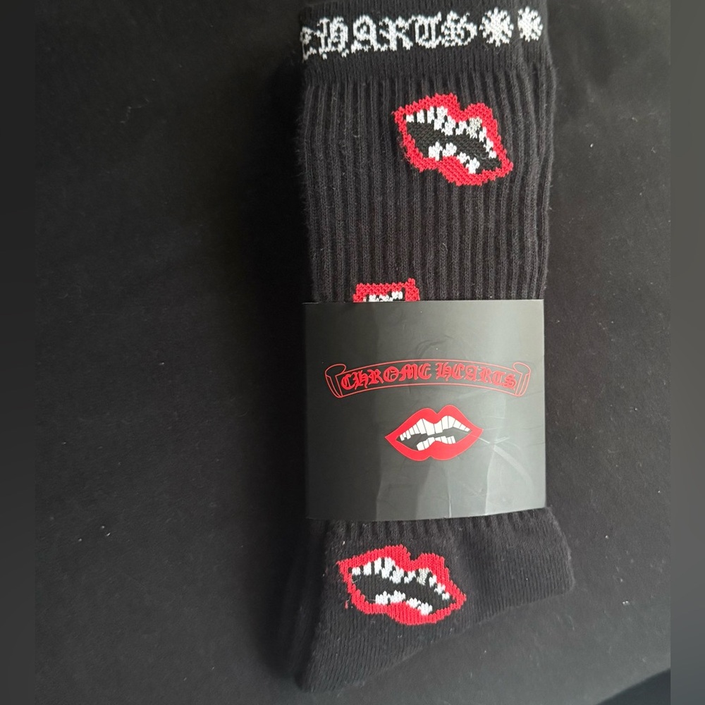 Chrome Hearts Red And Black Chomper Socks